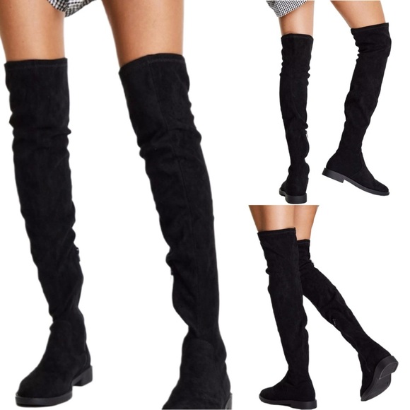 ASOS Shoes - NEW ASOS Kalani over the knee boots in black micro size Uk 6/US 8